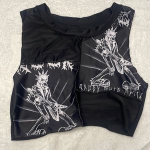 Romwe rockstar cropped tang top